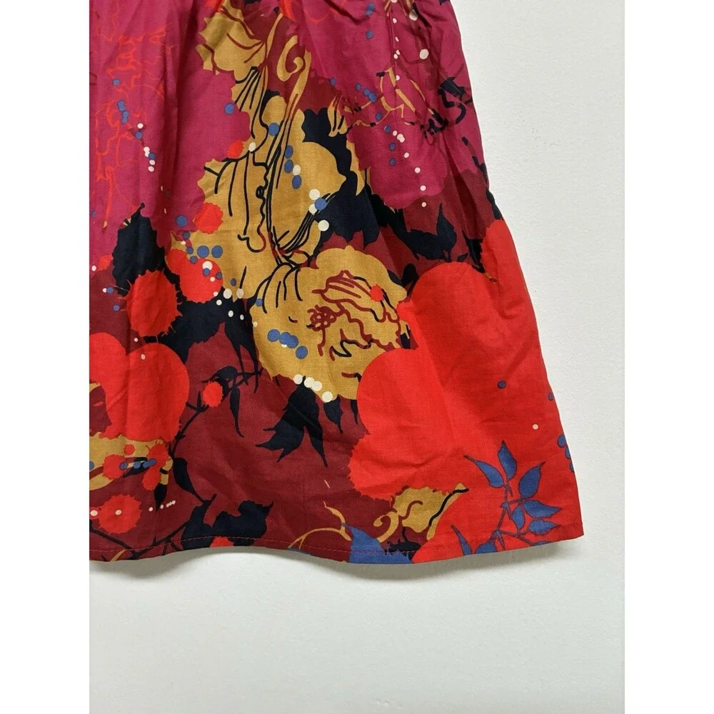 Criss Cross Bold Artsy Abstract Summer Floral Cotton Mini Skirt Size M
